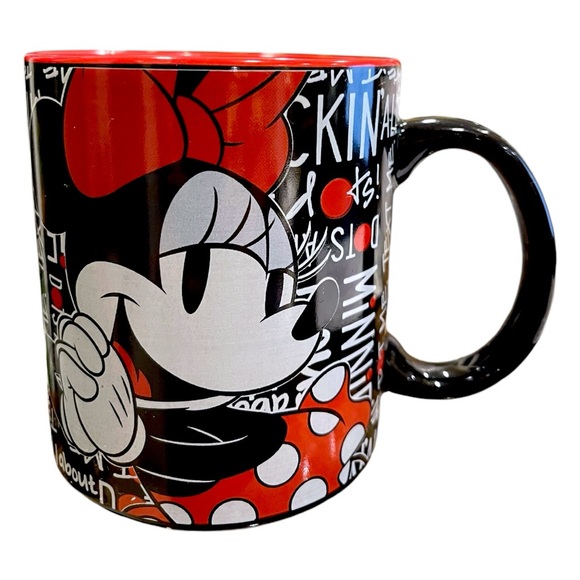 Disney Large Black & Red Minnie Mouse Typographic Ceramic Mug 20 oz. - Picture 6 of 9